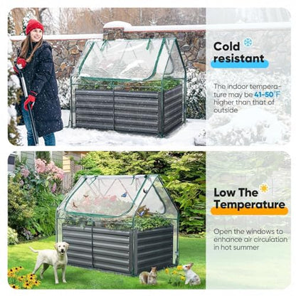 Quictent 4x3x2ft Galvanized Raised Garden Bed with Cover - color: Clear, size: 4 x 3 x 2 ft