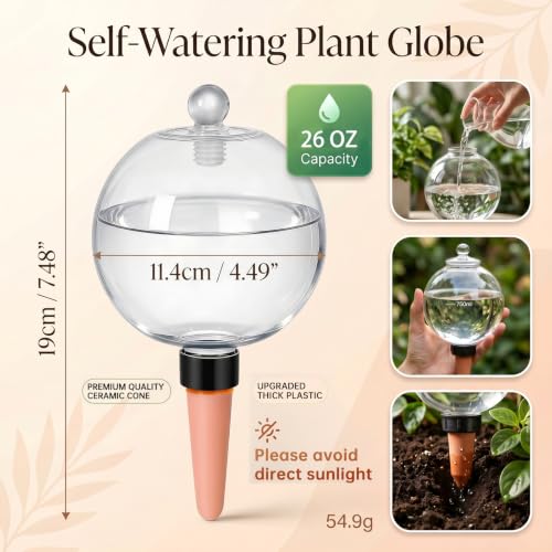 2 Pack 26 oz Extra Large Plant Self Watering Globes to 3 Weeks Watering - size: 2 pack