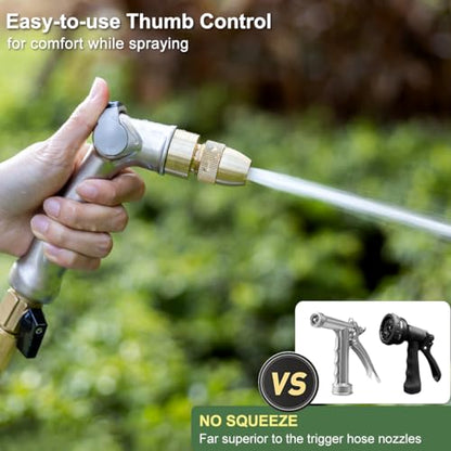 FANHAO 100% Metal Thumb Control Adjustable Hose Nozzle, High Pressure