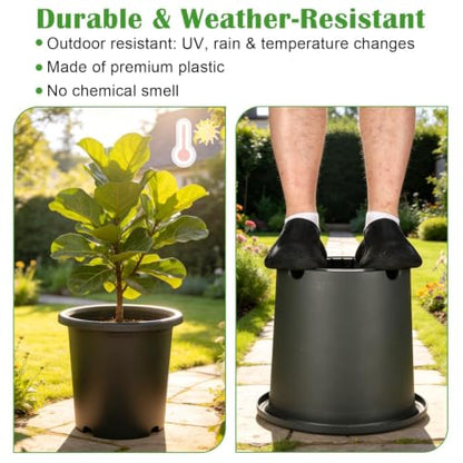 16 inch Deep Large Planters for Outdoor Plants, 4-Pack Plastic Plant Pots - color: Dark Gray