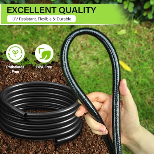 Bonviee 50FT 5/16 Inch Mainline Tubing with 6-Way Couplers, 4-Pack - size: 50FT - 5/16" Tubing