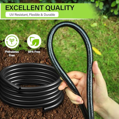 Bonviee 50FT 5/16 Inch Mainline Tubing with 6-Way Couplers, 4-Pack - size: 50FT - 5/16" Tubing