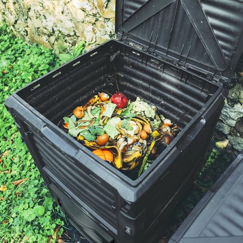 Simply Bio Garden Compost Bin from BPA-Free Material - 80 Gallon (300 L) Large Outdoor Compost Bin, Easy Assembly, Lightweight, Fast Soil Creation, Black - size: 80-Gallon