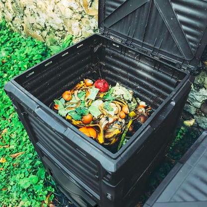 Simply Bio Garden Compost Bin from BPA-Free Material - 80 Gallon (300 L) Large Outdoor Compost Bin, Easy Assembly, Lightweight, Fast Soil Creation, Black - size: 80-Gallon