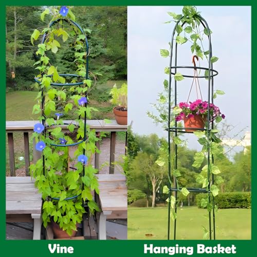 Metal Tower Obelisk Trellis 6.3 Ft Plant Support for Climbing Vines Flowers