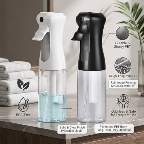 VIGOR PATH 200ml Continuous Mist Spray Bottle for Hair Plants and Skin Care - color: Variety Pack of 2