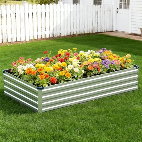 Vengarus 2PCS 9x3x1ft Galvanized Raised Garden Beds Kit,Planter Box Silver - color: Silver, size: 9x3x1FT(2PCS)