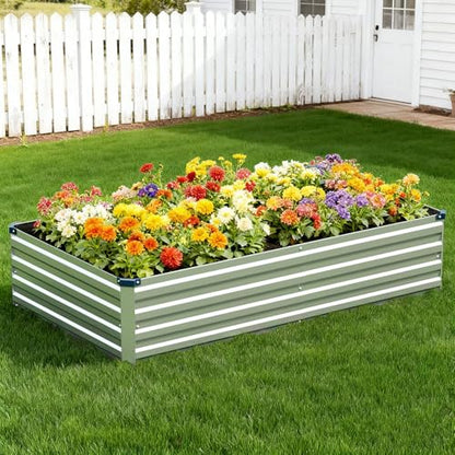 Vengarus 2PCS 8x2x1ft Galvanized Raised Garden Beds Kit,Planter Box Silver - color: Silver, size: 8x2x1FT(2PCS)