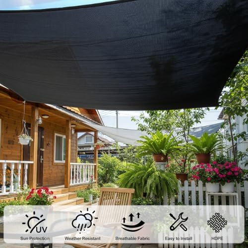 SUNNY GUARD Sun Shade Cloth, 10 x 14 FT Black HDPE Mesh - color: 90 SHADE-BLACK, size: 10 FT x 14 FT