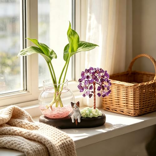 Mini Plant Propagation Station, Amethyst Tree Hydroponic Glass Vase - color: Amethyst