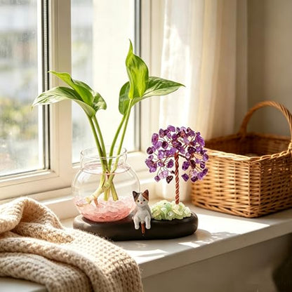 Mini Plant Propagation Station, Amethyst Tree Hydroponic Glass Vase - color: Amethyst