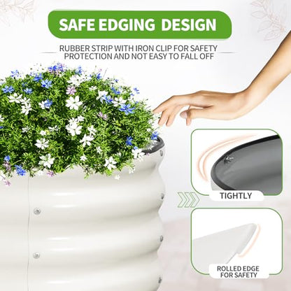Galvanized Raised Garden Bed - 2 Pcs 6x2x1.4FT Planter Box, White - color: White, size: 6x2x1.4ft