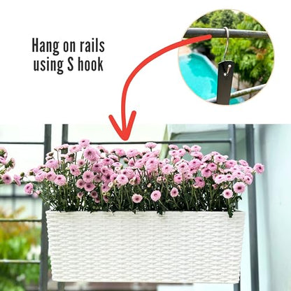 LaLaGreen Window Boxes Planter (20in, 4 Pack) Outdoor Wall Hanging Planters - color: White X 4