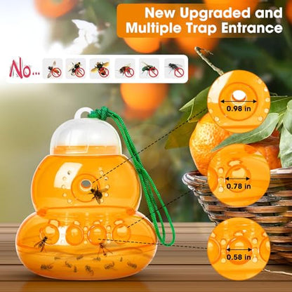 4 Pack Reusable Wasp Traps Outdoor Hanging - color: orange