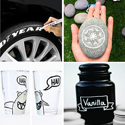 TFIVE Silver Permanent Markers Paint Pens, 2 Pack Oil Based Paint Markers - color: Silver