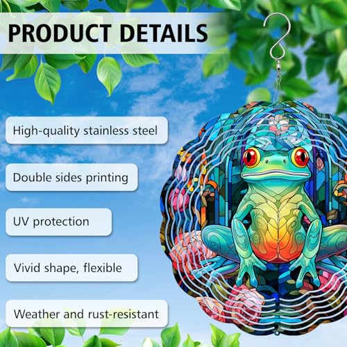 Frog Yard and Garden Wind Spinner, Unique 3D Hanging Frog Wind Spinner - color: Frog