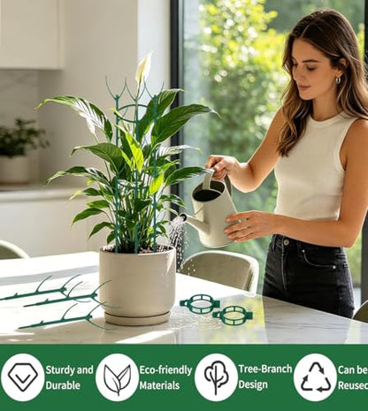 12 Pack Stackable Monstera Plant Support, Upgrade Pothos Plant Climber Support Indoor Plant Stakes with 12 Clips and Cable Ties Plant Poles for Vine Training Stem Stabilization