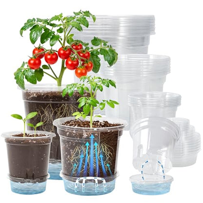 Bluepro Self Watering Pots for Indoor Plants, 4/5/6.5 Inch, 18-Pack - size: 4/5/6.5 Inch-18Pcs