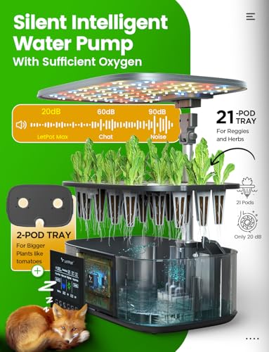 LETPOT LPH-Max 21-Pod Hydroponic Growing System Kits, Smart Indoor Garden with APP & WiFi Control, Auto Watering & Nutrient Supply, 36W Full Spectrum LED Grow Light, 7.5L Tank, Up to 30" Height - size: 21 Pods