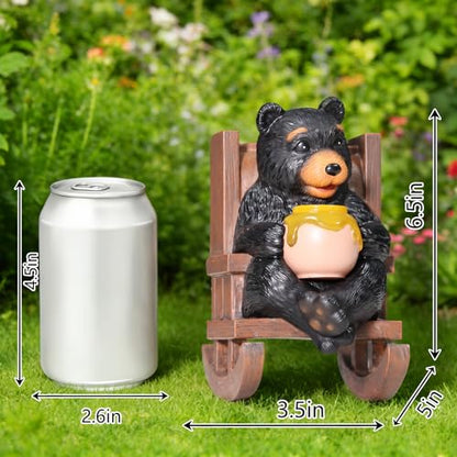 Sheaifun Solar Black Bear Garden Statue Resin Bear with Light Outdoor Decor - style: Black Bear