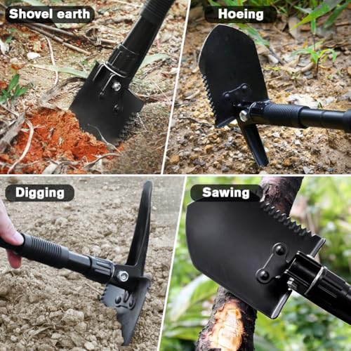 Folding Camping Shovel, 15.35" Lightweight High Carbon Steel Tool - color: Black, size: 15.35'' Small