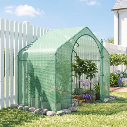 Outsunny 6' x 3' x 5' Portable Walk-in Greenhouse with PE Cover Green - style: PE