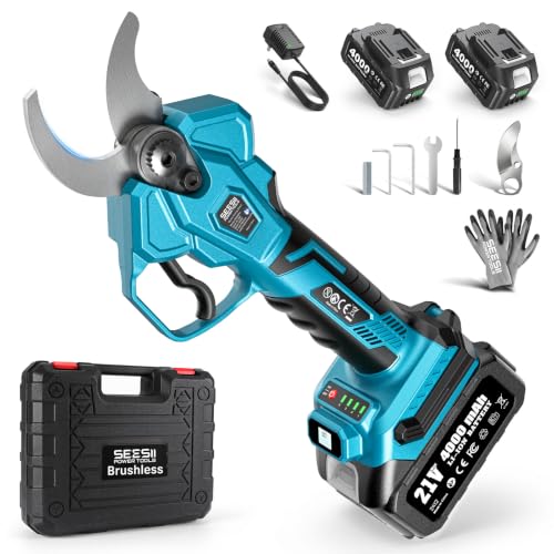 SEESII Electric Pruning Shears 1.6'' Cut, 4 Modes Cordless Brunch Cutter - color: Sky Blue