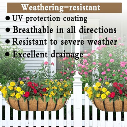 2pack 24-inch Window Sill Window Railing Planters with Cocoa Liner for Outdoor Balconies, Porches, Fences, Patio Railings - size: 24 inch
