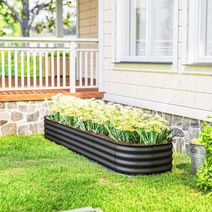 Outsunny 8' x 2' x 1' Galvanized Raised Garden Bed Kit, Dark Gray - color: Dark Gray, size: 8' x 2' x 1'