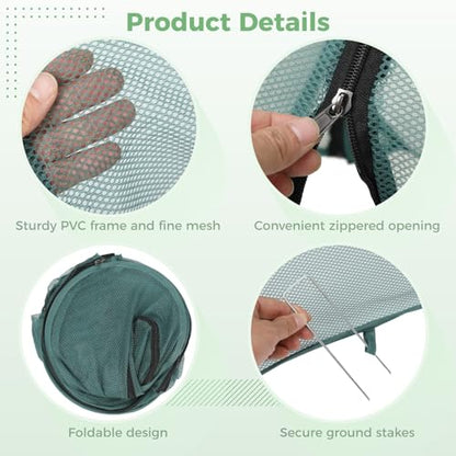 2 Pack Garden Covers for Raised Beds, Pop Up Mesh Plant Covers for Outdoors