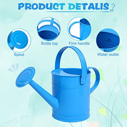 Blue Metal Watering Can, 1.5L for Kids Comfort Handle - color: Blue