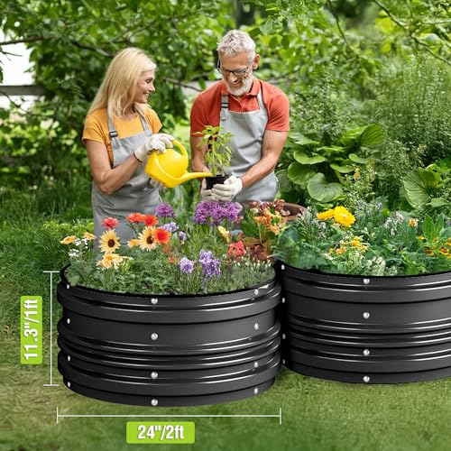 WORKPRO 3PK 2x2x1ft Outdoor Galvanized Raised Garden Bed Kit - color: Black
