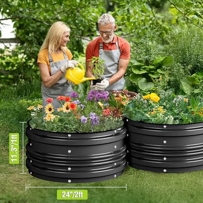 WORKPRO 3PK 2x2x1ft Outdoor Galvanized Raised Garden Bed Kit - color: Black