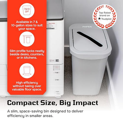 City Box 7 Gallon Paper Recycling Bin w/ Lid for Office Papers, Newspapers - color: Paper, size: 7 Gallon