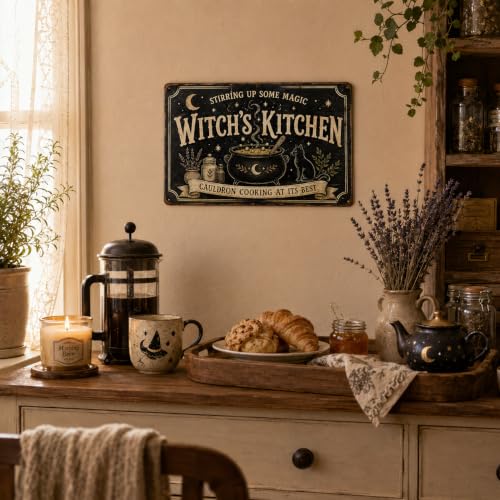 Halloween Metal Art Sign Witch's Kitchen Cauldron Cooking Decor - color: 10A