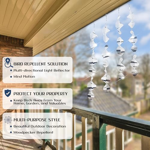 Reflective Bird Deterrents for Outside, Woodpecker Repellent - size: Spiral