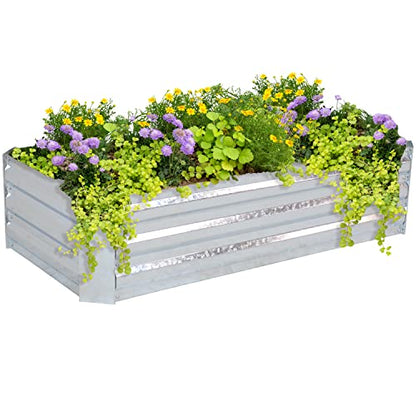 Sunnydaze Galvanized Raised Garden Bed, Rectangle, 4x2x1 ft, Silver - color: Silver