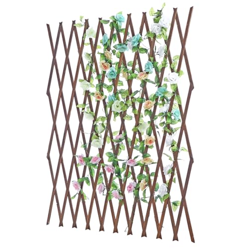 MyGift Expandable Wood Trellis, Wall Lattice Climbing Plant Support