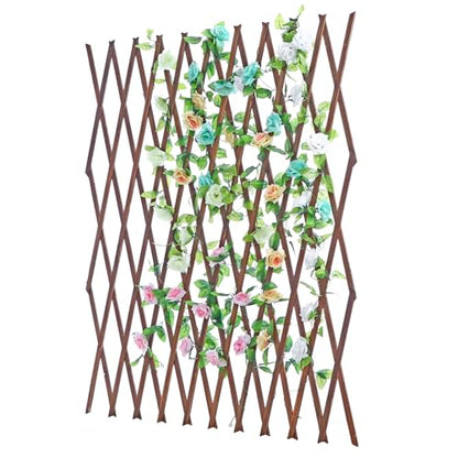 MyGift Expandable Wood Trellis, Wall Lattice Climbing Plant Support