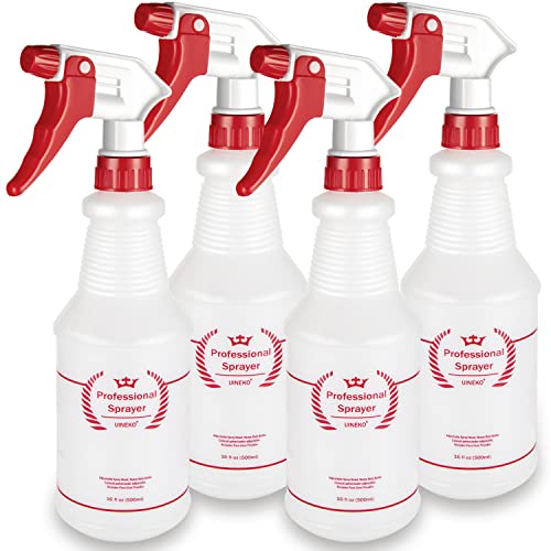 Uineko Empty Spray Bottles, Heavy Duty Sprayer, Mist & Stream, 4 Pack 16 Oz - size: 16 Oz, 4 Pack
