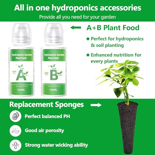 50 Pack Grow Sponges Replacement, Hydroponic Seed Starter Pods Compatible with AeroGarden, iDOO and Most Hydroponics Growing System, Root Growth Sponges for Indoor Garden
