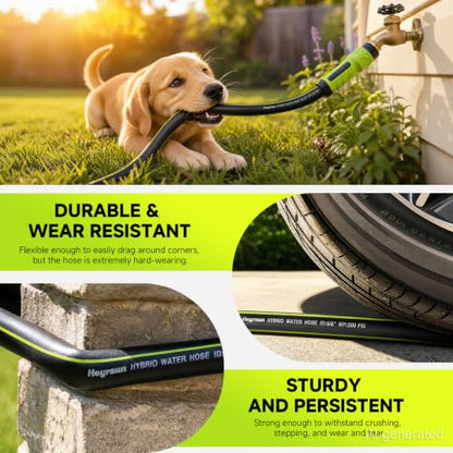 Garden Hose 25ft, Non-Expandable Heavy Duty Water Hose with 10 Function Sprayer, Flexible, Leakproof, Kink Resistant & Hybrid Hose for Yard, Outdoor, 600 PSI - size: 25ft