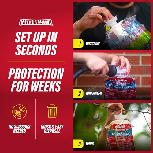 Catchmaster Disposable Outdoor Fly Trap, 2 Hanging Bags with Lure