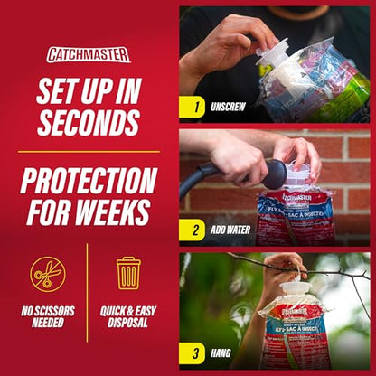 Catchmaster Disposable Outdoor Fly Trap, 2 Hanging Bags with Lure