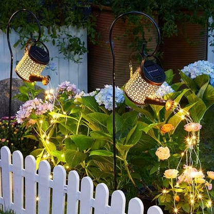 Neioaas Solar Watering Can Lights, Solar Lantern String Light with Bracket - color: Copper coin flower