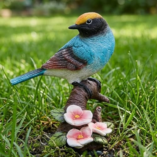 Garden Blue Bird Statues Outdoor Decor Novelty Bird Figurines Decorations - color: Blue