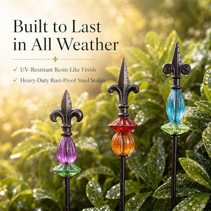 Tandefio 3 Pcs Decorative Garden Stakes Outdoor Metal 25" H Yard Decor