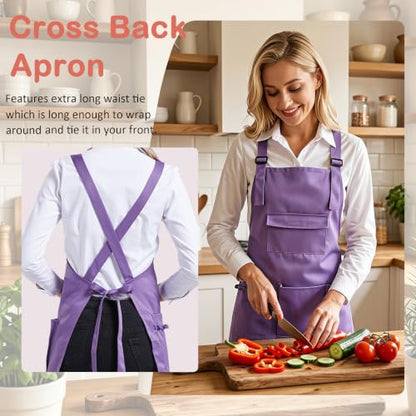 Nanxson Apron with Pockets Cross Back Apron for Hair Stylist Gardening - color: Purple