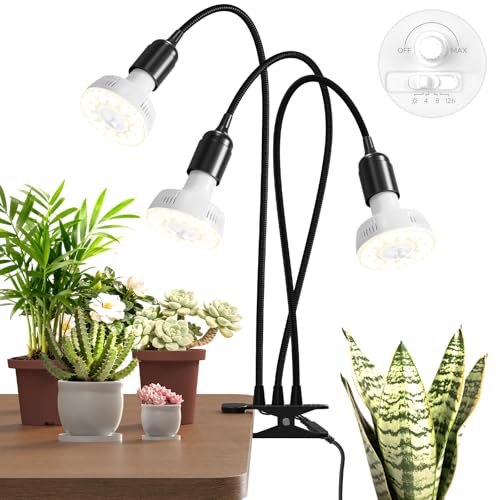 Barrina Orbgrow OG11A3 Clip On Grow Light for Indoor Plants, 4000K 33W - color: 4000k-white Cover, size: 3 Head 1 Pack