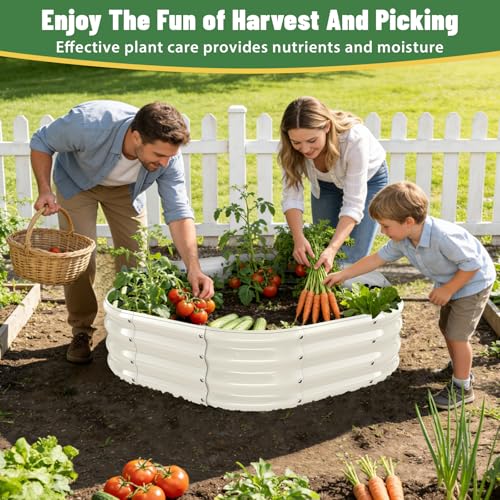 48" Diagonal,17" Tall Steel Hexagon Raised Garden Bed/ Planter Box White - color: Cream White, size: 4FT X 1FT